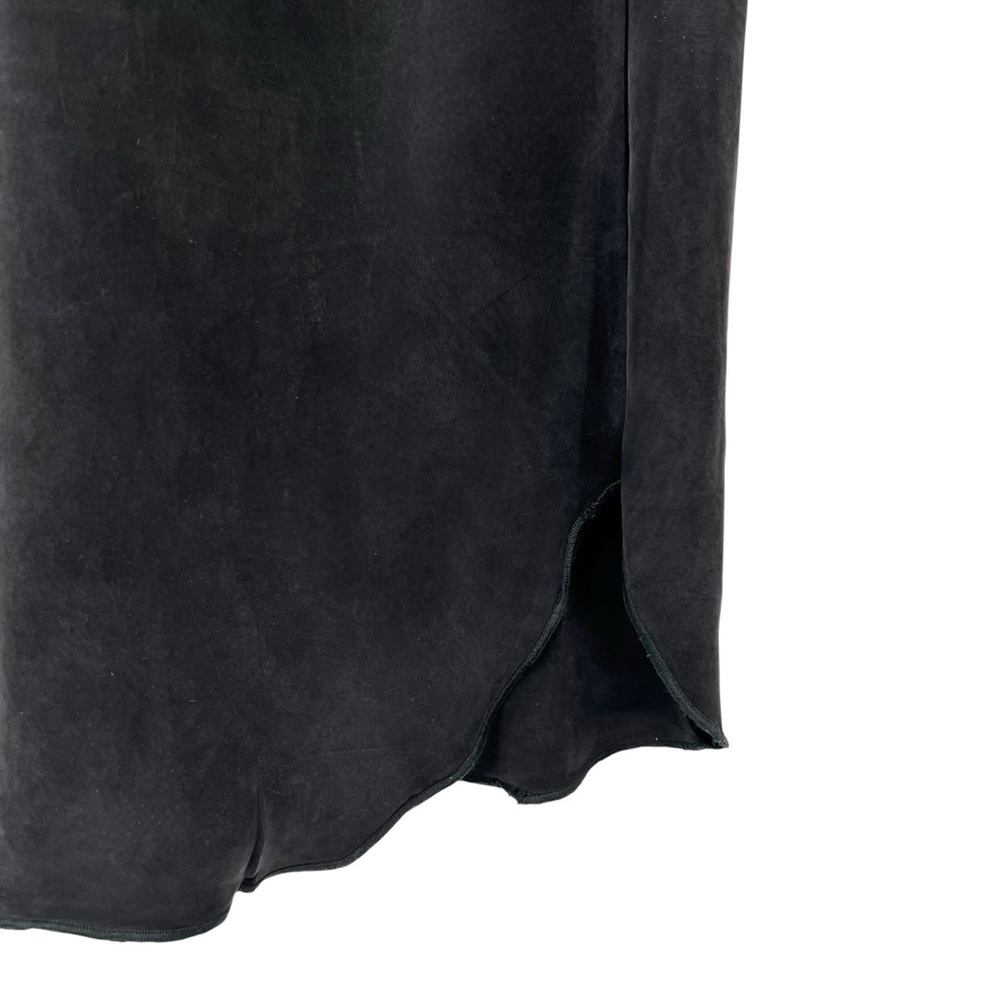OZMA of California Long Cupro Slip Dress - Black Sleeveless V-Neck Midi Dress - Picture 7 of 13